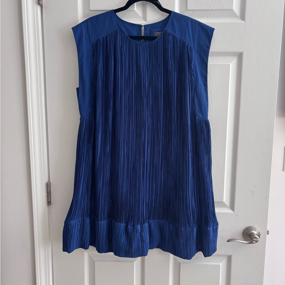 Stunning Plisse Minidress from Anthropologie. Size Large, EUC. Cobalt blue. - Picture 2 of 9